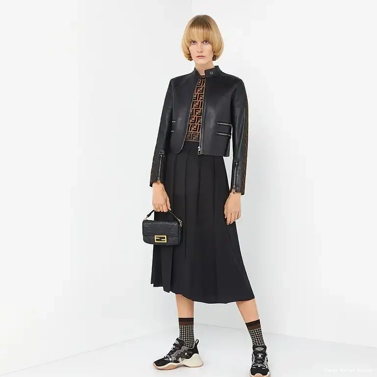 Affordable Bag Nappa Leather FF In Fendi Motif Baguette Mini Black 0703